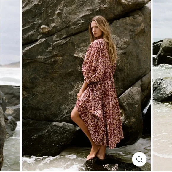 Daughters of India Floral Kyra Sumac Midi Dress - Picture 5 of 10